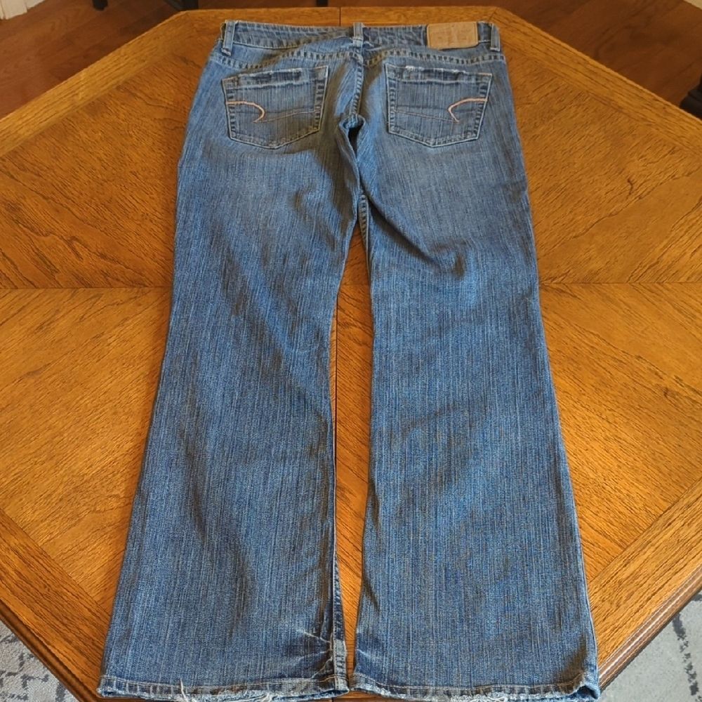 Y2K American Eagle Outfitters Classic Blue Jeans Lightly Distressed Hipster - Picture 13 of 14